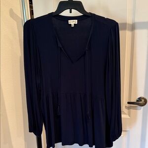 Wonderly Navy Long Sleeve Blouse
